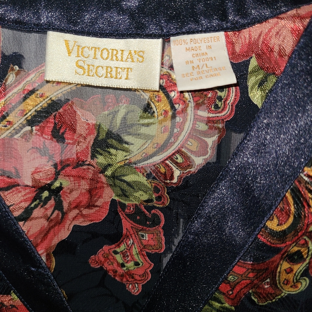 Victoria’s Secret Nightgown Size M L Vintage Gold Label Pajama Top Sheer Kimono - Picture 6 of 15